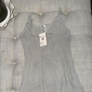 Ribbed V-Neck Cami Tank Top - Gray